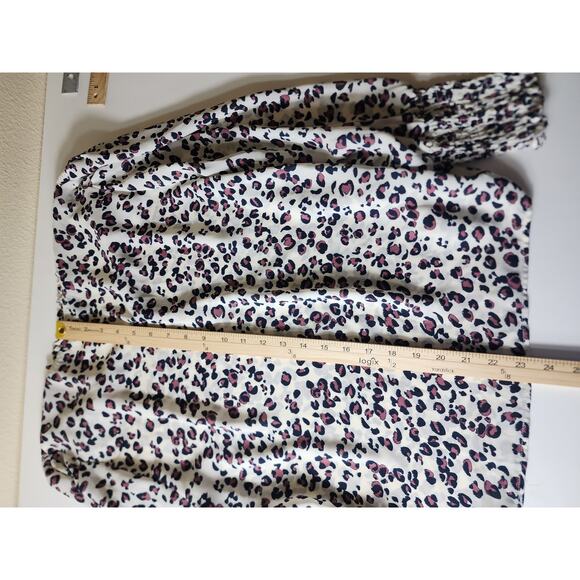 ZAC & RACHEL Pink Gray Animal Print Bell Sleeve Boho Hippie Top SZ L - Picture 9 of 13